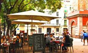 Enjoying a beer in Gràcia